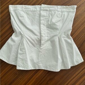 Zara White Strapless Peplum Top